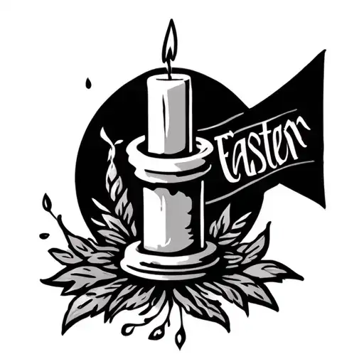 Candle With The Sign Of The Catholic Easter Candle Marked On The Back