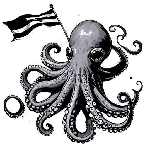 Octopus With Scuba Diver Flag
