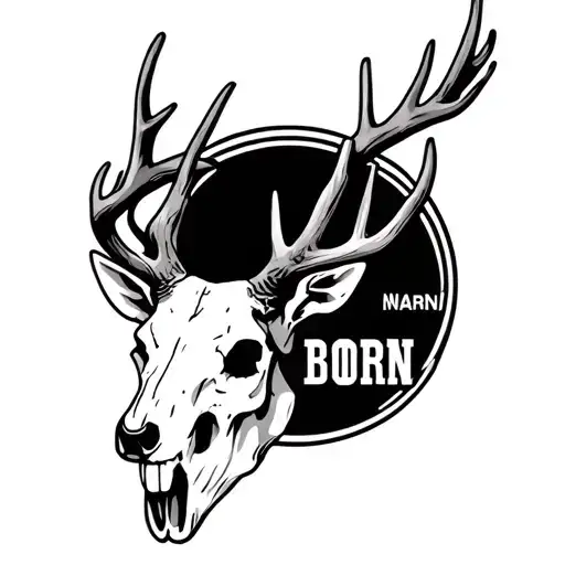 Deer Skull With The Last Name Born Spelled In The Antlers