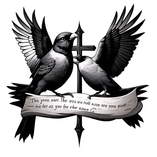 A Bible Quote With Two Hummin Birds Surrounding It With A Cross In The Middle