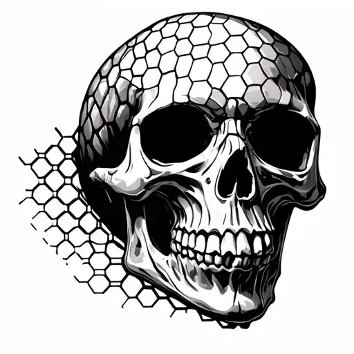 Skull Behind A Black Honeycomb