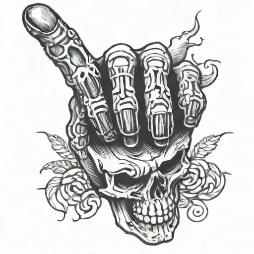Skeleton Hand With Middle Finger Raised Fist