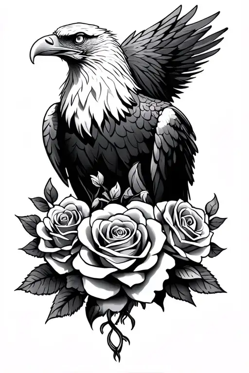 Eagle With Roses