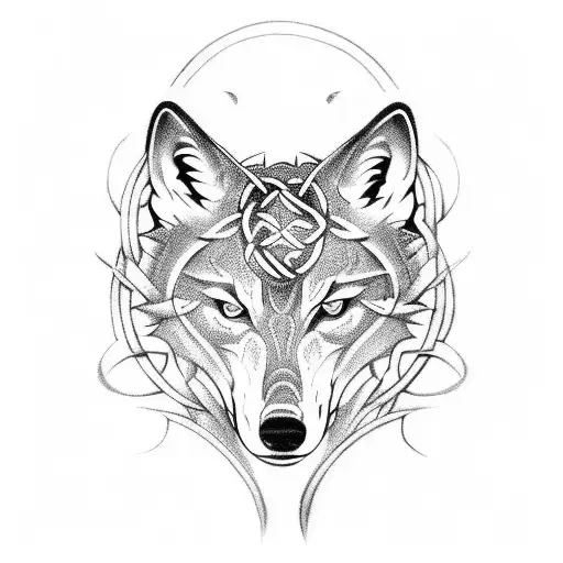 Celtic Weave Wolf And Dragon