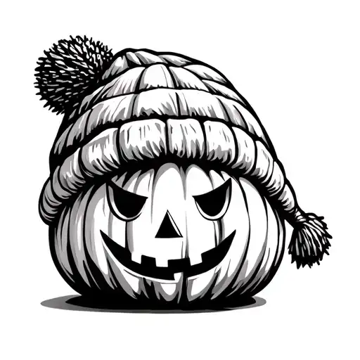 Cute Pumpkin With A Bobble Hat