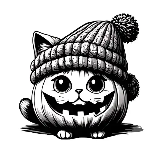 Jelly Cat Pumpkin With A Bobble Hat Sitting