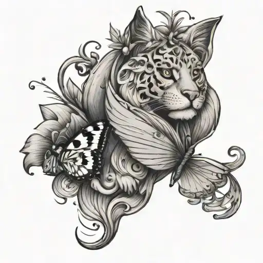 A Tenderly Cartoon Creature Half Leoness And Half Butterfly