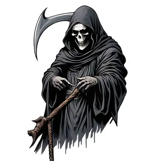 Grim Reaper Holding A Scythe