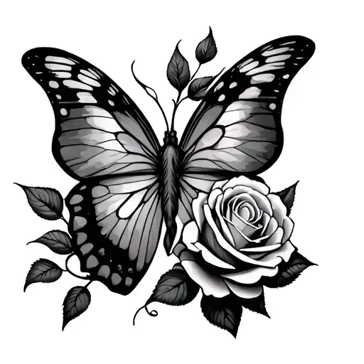 Cross With Rose Butter Fly