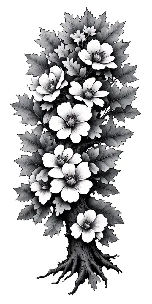 Oak Tree With Flowers