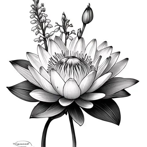 Water Lily And Larkspur