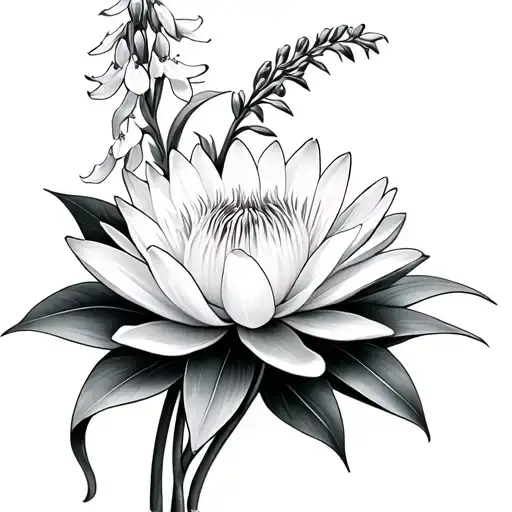 Water Lily And Larkspur