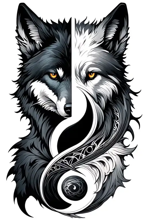 Wolf Yin Yang Nordic Mythology