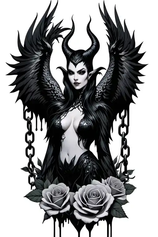 Maleficent Phoenix Roses Flowers Chains Drip