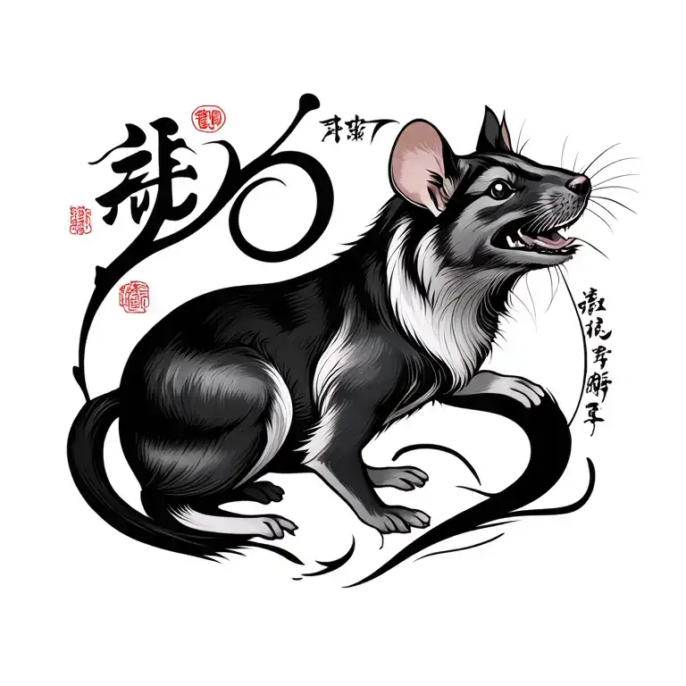 Chest Tattoo Chinese Year Of The Dog And Rat