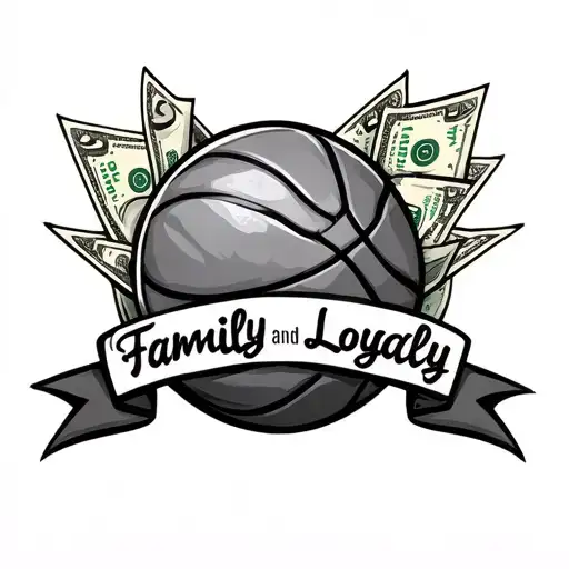 Fore Arm Sleeve With Basketball And Money And The Words Family And Loyalty