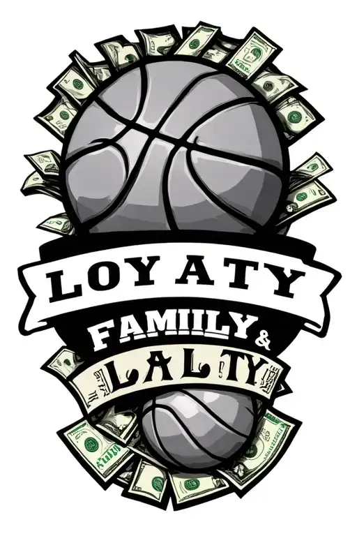 Fore Arm Sleeve With Basketball And Money And The Words Family And Loyalty