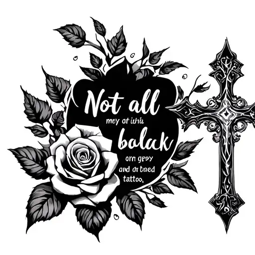 Cross And Roses With A Quote 'Not All
