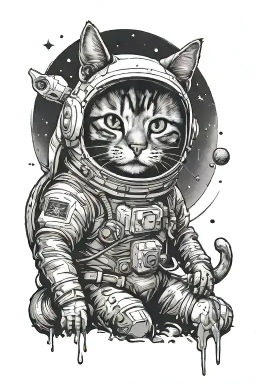 Cat In Space With Astronaut