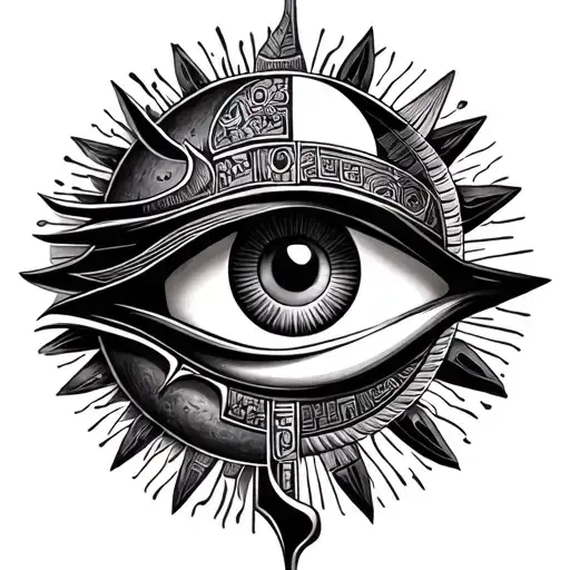 Eye Of Horus And Ra Ankh Sun And Moon Surrounded