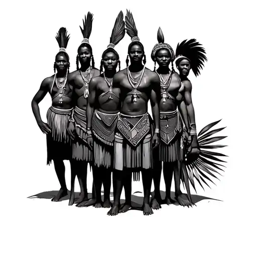 African Culture Warriors Standing Together