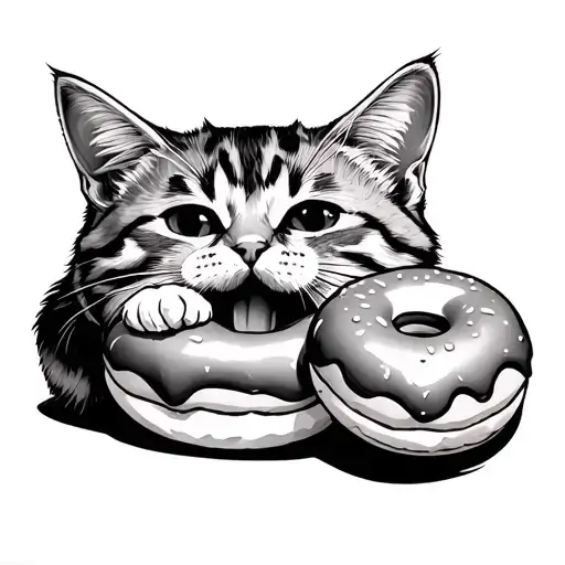 Cat Eating A Donut