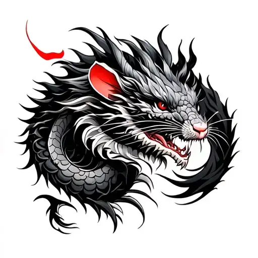 Chinese Dragon With Rat Samurai Warrior
