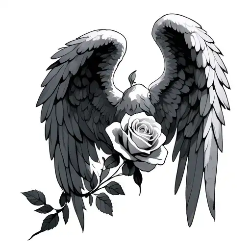 Rose And Angel Wings