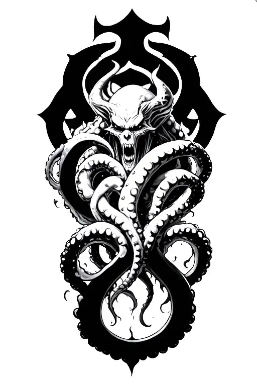 Writhing Tentacles Coming Out Of A Demonic Symbol