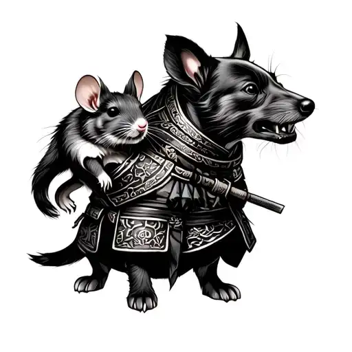 Samurai Dog With Samurai Rat