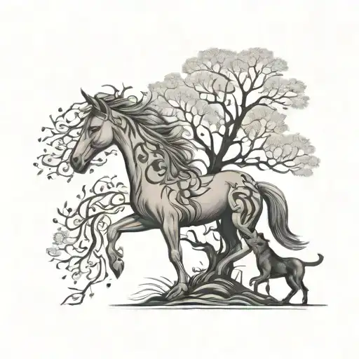 Tree Of Life With Dog And Horse