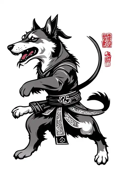 Samurai Dog Playing