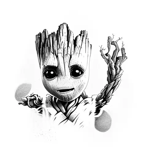 Baby Groot Sitting Chibi