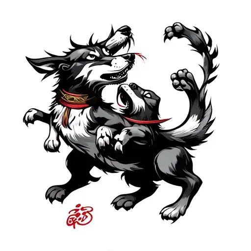 Bushi Dog Fighting Each Other