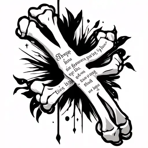 Radial And Ulna Tattoo With Bible Verses And Cross Engraved Into The Bones