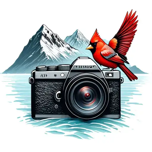 Beach Winter Mountains Cardinal With Camera