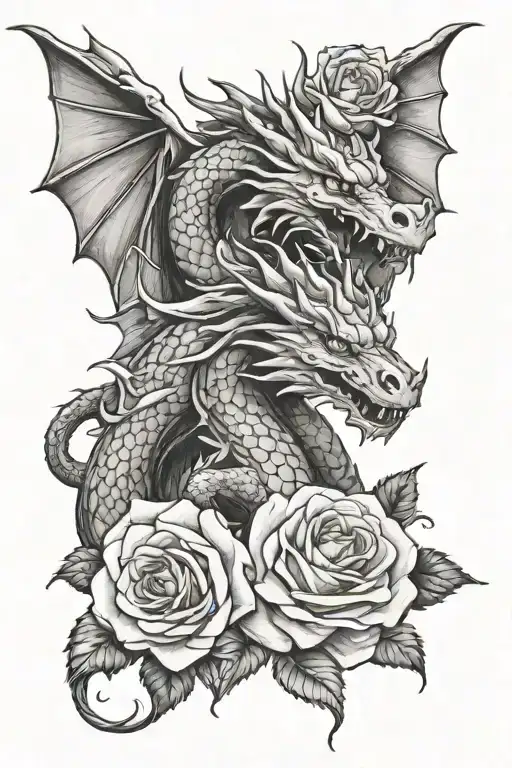 Roses And Dragon Emerging