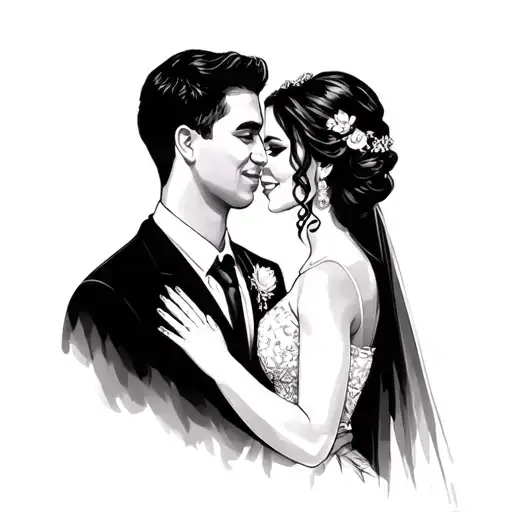 Portrait Of Wife And I Getting Married In Mexico Hotel Garden