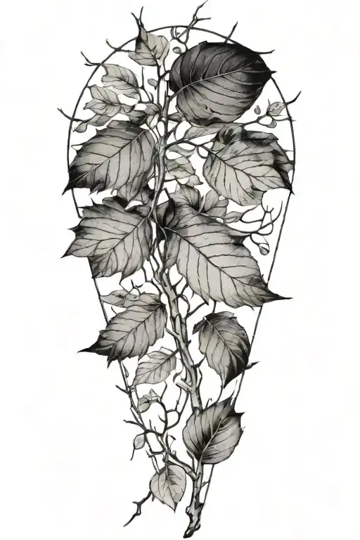 One Long Limb With Twigs And A Mix Of Withered Leaves And Fresh Leaves