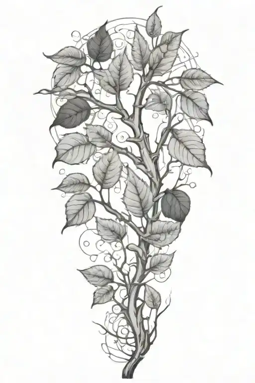 One Long Limb With Twigs And A Mix Of Withered Leaves And Fresh Leaves