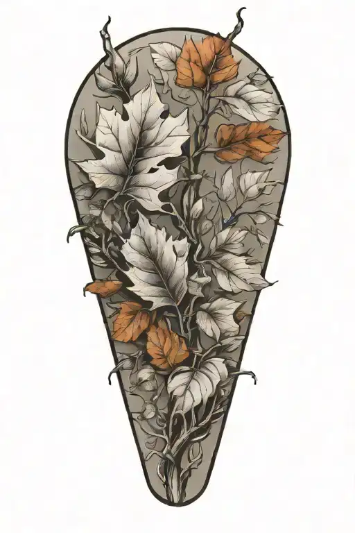 One Long Limb With Twigs And A Mix Of Withered Leaves And Fresh Leaves