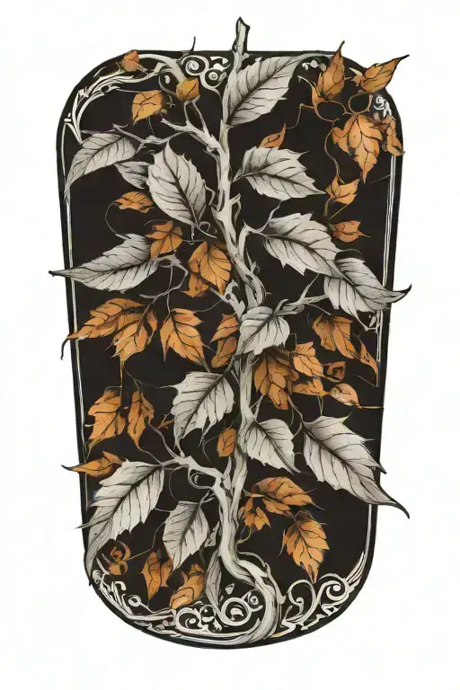 One Long Limb With Twigs And A Mix Of Withered Leaves And Fresh Leaves