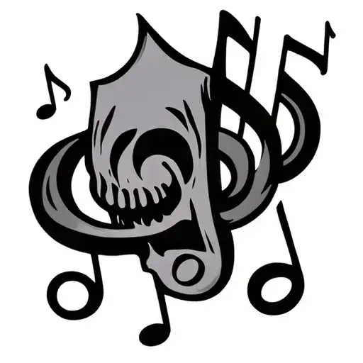 Music Notes Early Hardcore Themed Tattoo Design