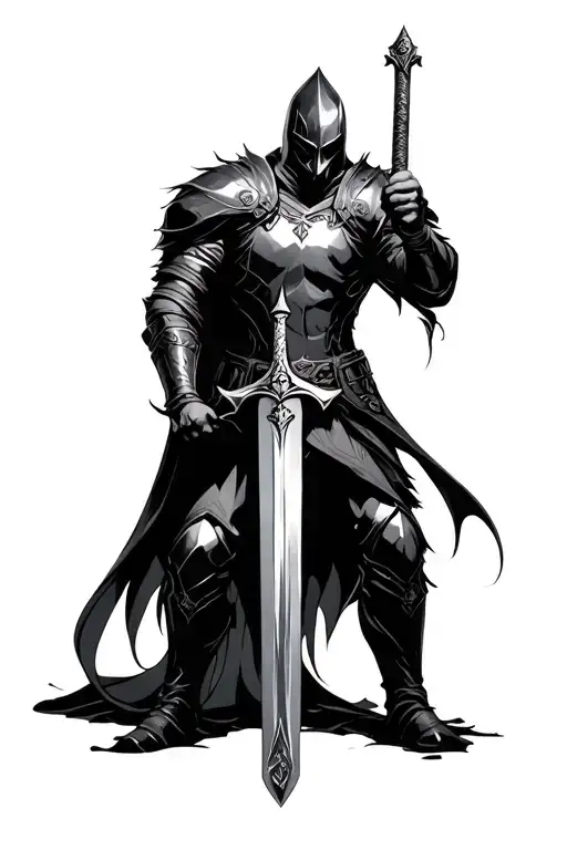 Dark Fantasy Knight Holding A Sword