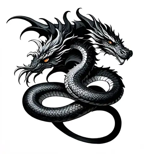 A Dragon And A Snake Twisted Together