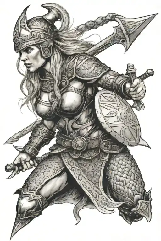 Female Viking Warrior Fighting