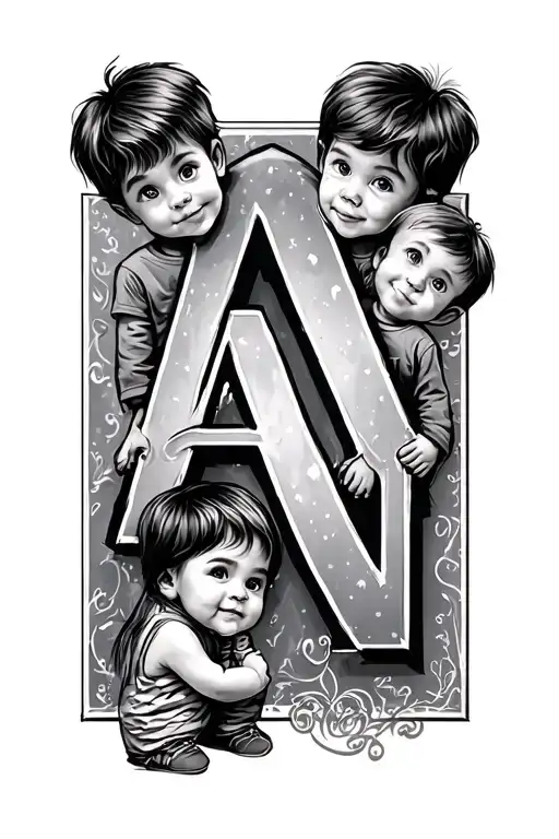 Three Kids Initial Two A's And One N