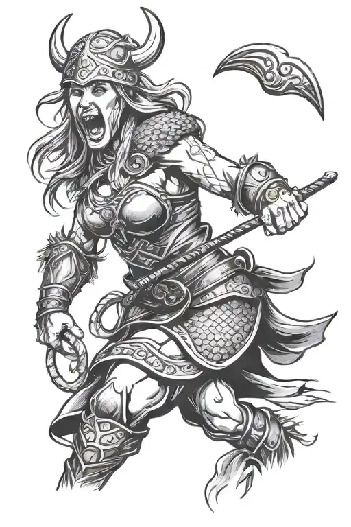 Female Viking Warrior Screaming