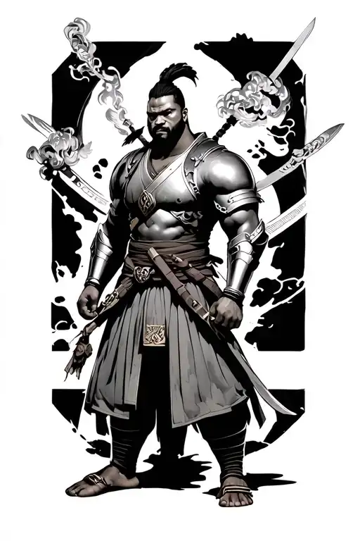 Fully Body Yasuke Wearing Armor Removing Menpo