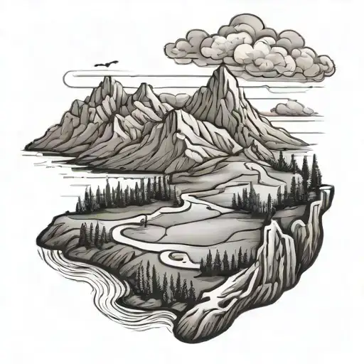 A Mountain Range With A Golf Course Winding Through The Valleys